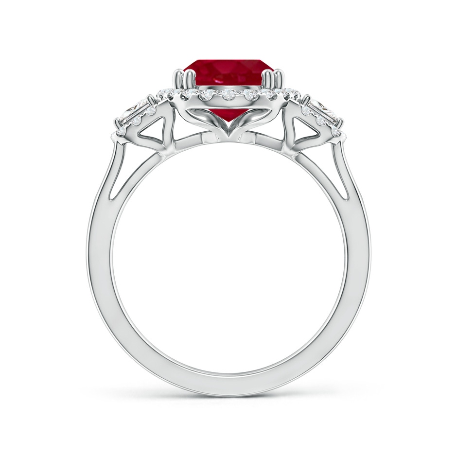 10x8mm AA Three Stone Oval Ruby and Trapezoid Diamond Halo Engagement Ring in White Gold side 199