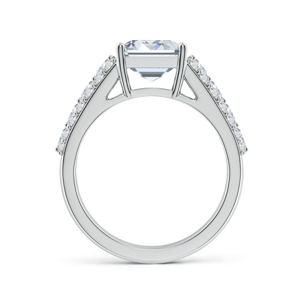 10x7mm HSI2 Emerald-Cut Diamond Broad Engagement Ring with Accents in White Gold - side 199