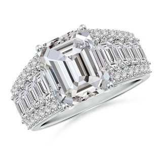 10x7mm IJI1I2 Emerald-Cut Diamond Broad Engagement Ring with Accents in P950 Platinum