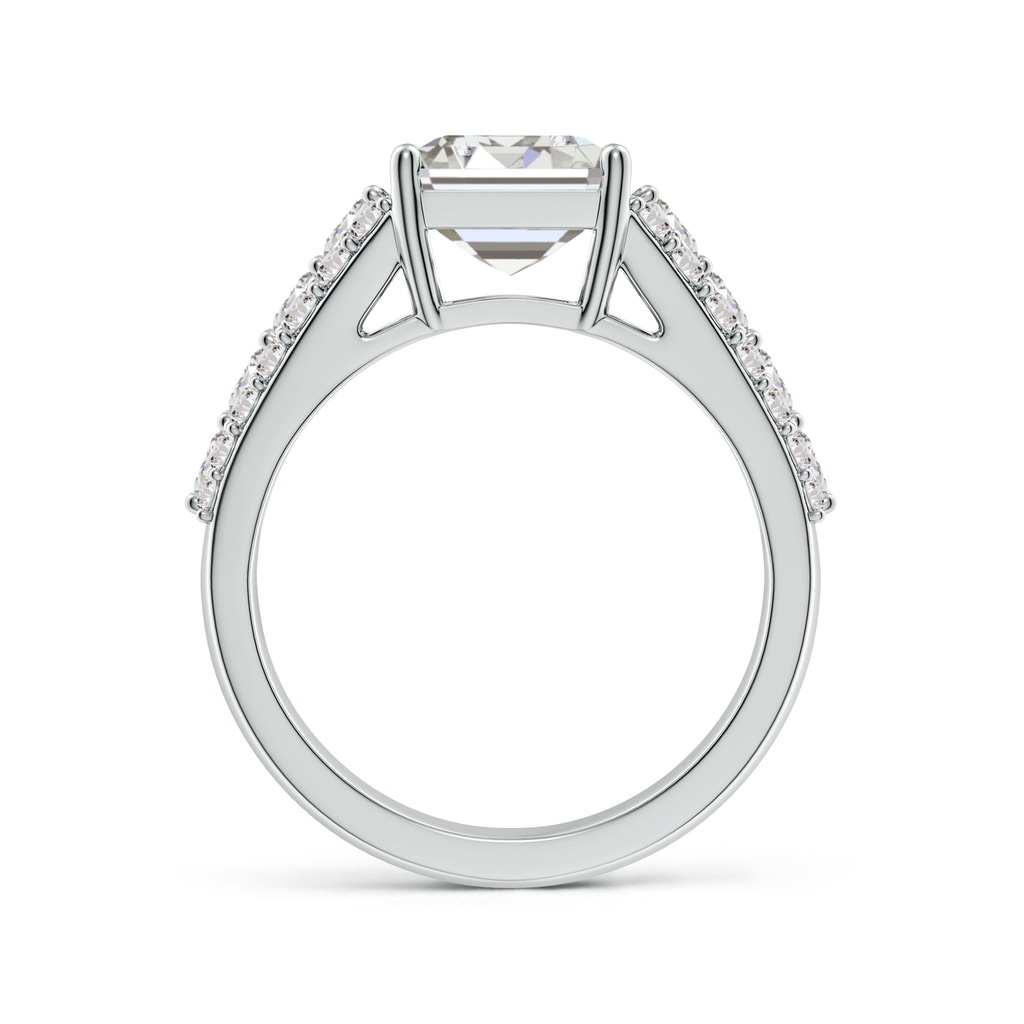 10x7mm IJI1I2 Emerald-Cut Diamond Broad Engagement Ring with Accents in White Gold - side 199