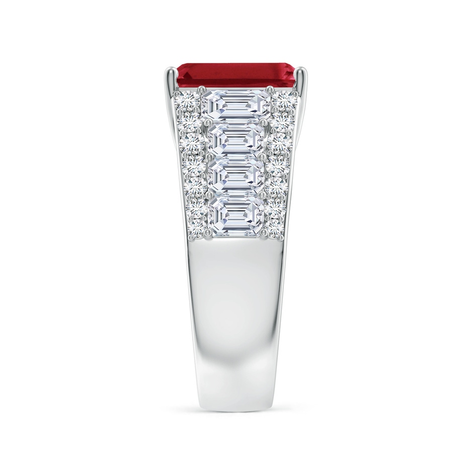 10x8mm AA Emerald-Cut Ruby Broad Engagement Ring with Accents in White Gold side 299