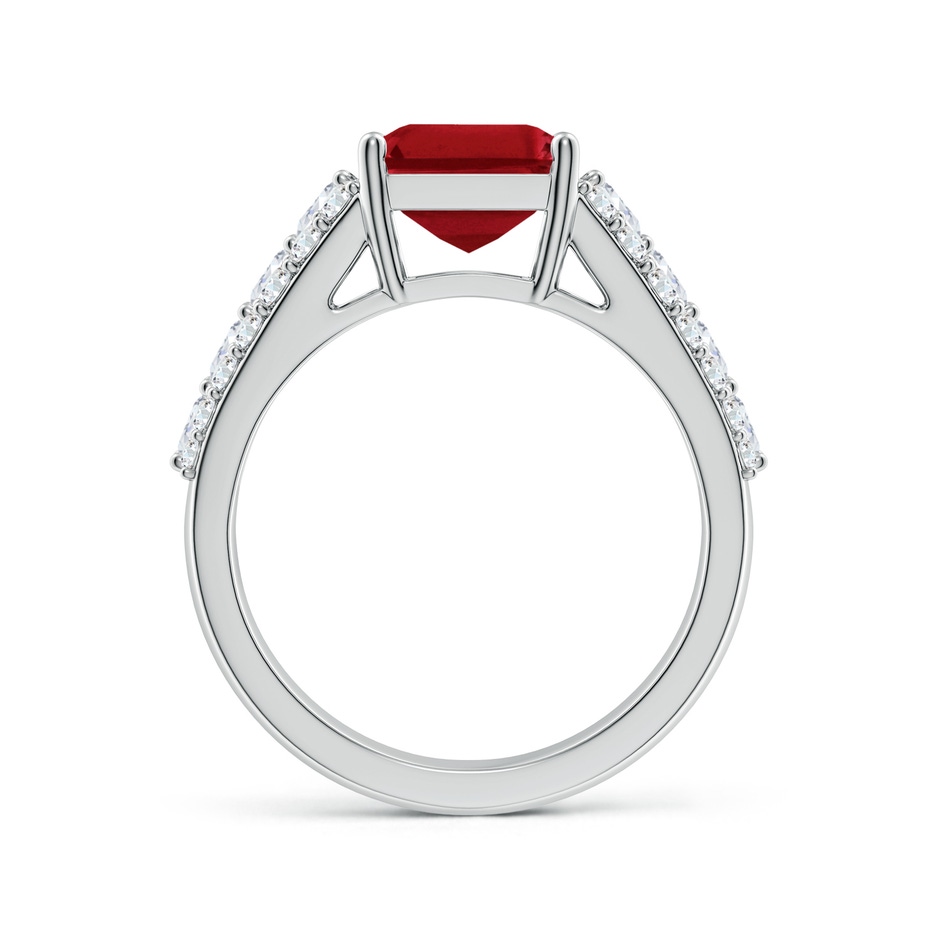 10x8mm AAA Emerald-Cut Ruby Broad Engagement Ring with Accents in White Gold side 199