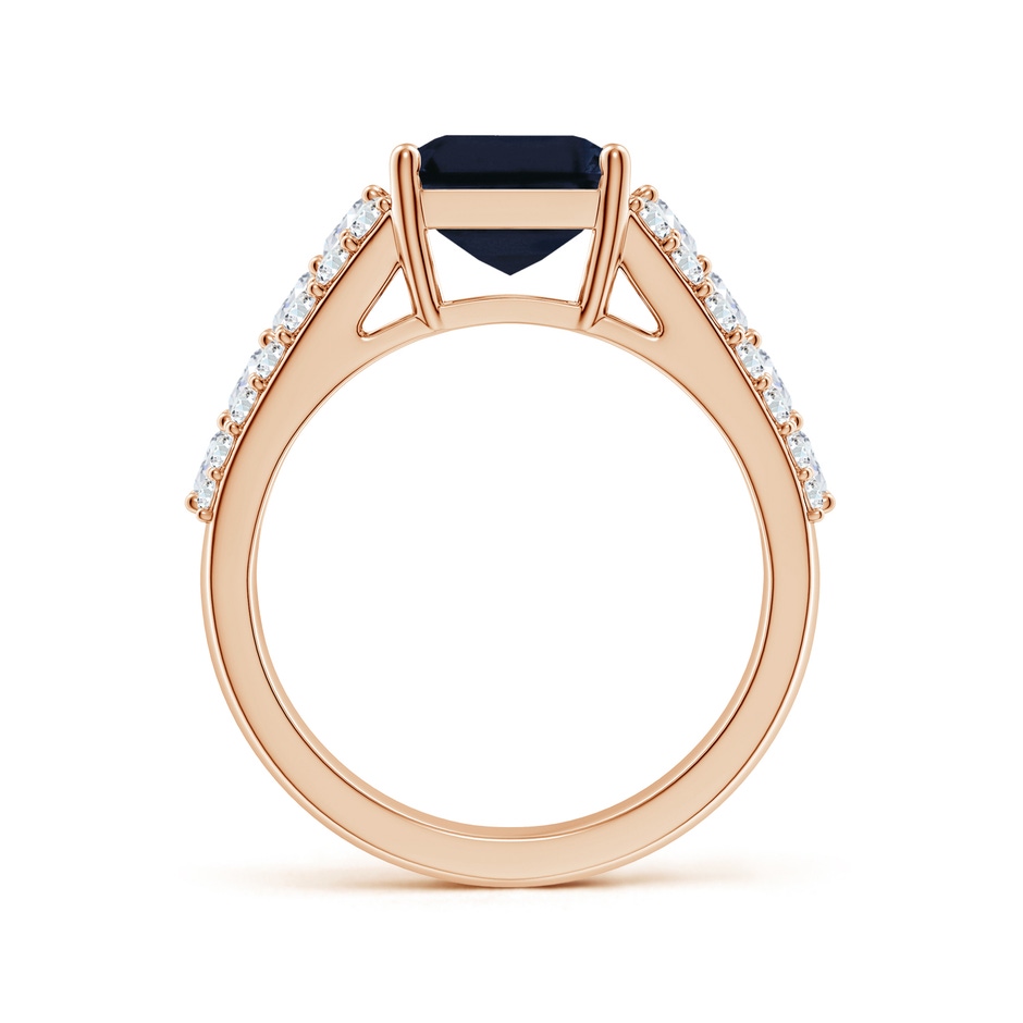 10x8mm A Emerald-Cut Blue Sapphire Broad Engagement Ring with Accents in 18K Rose Gold side 199