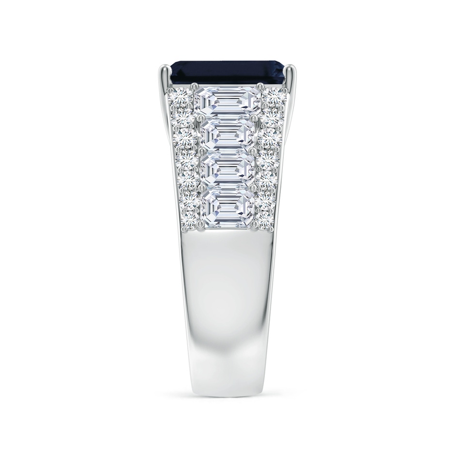 10x8mm A Emerald-Cut Blue Sapphire Broad Engagement Ring with Accents in White Gold side 299