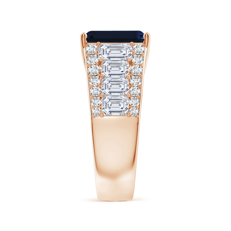 10x8mm AA Emerald-Cut Blue Sapphire Broad Engagement Ring with Accents in Rose Gold side 299