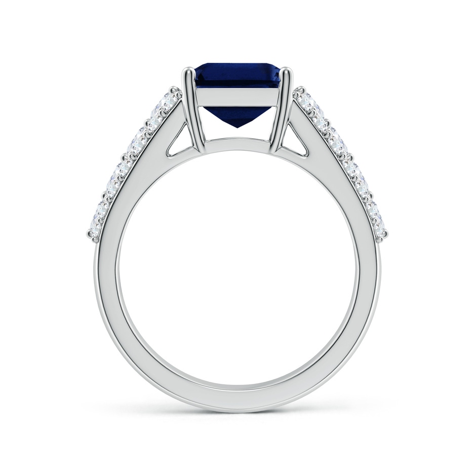 10x8mm AAA Emerald-Cut Blue Sapphire Broad Engagement Ring with Accents in 18K White Gold side 199