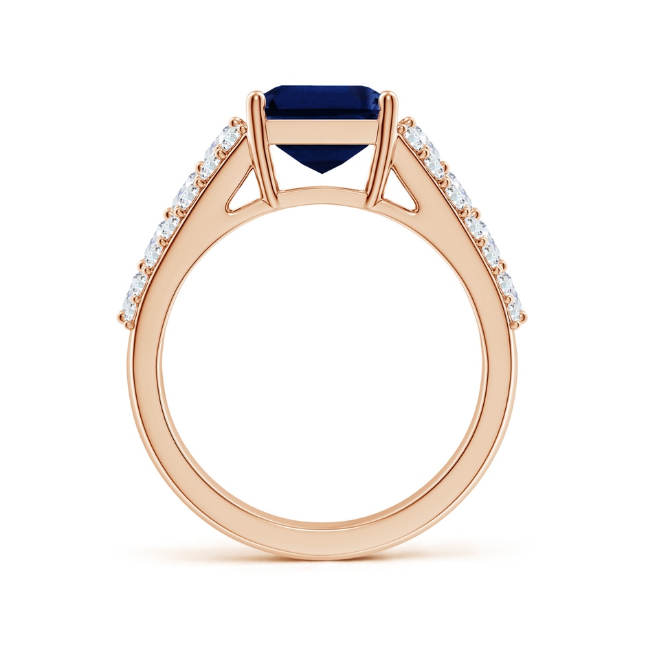10x8mm AAA Emerald-Cut Blue Sapphire Broad Engagement Ring with Accents in Rose Gold side 199