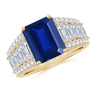 Emerald Cut Lab-Grown Lab Grown Blue Sapphire