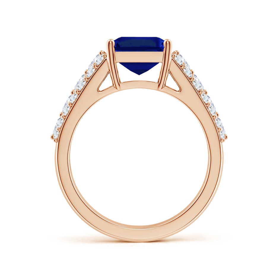 10x8mm AAAA Emerald-Cut Blue Sapphire Broad Engagement Ring with Accents in Rose Gold side 199