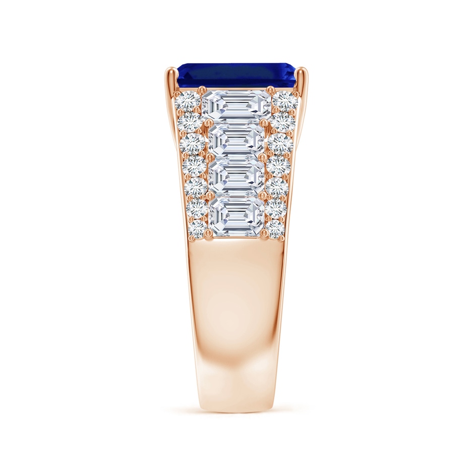 10x8mm AAAA Emerald-Cut Blue Sapphire Broad Engagement Ring with Accents in Rose Gold side 299