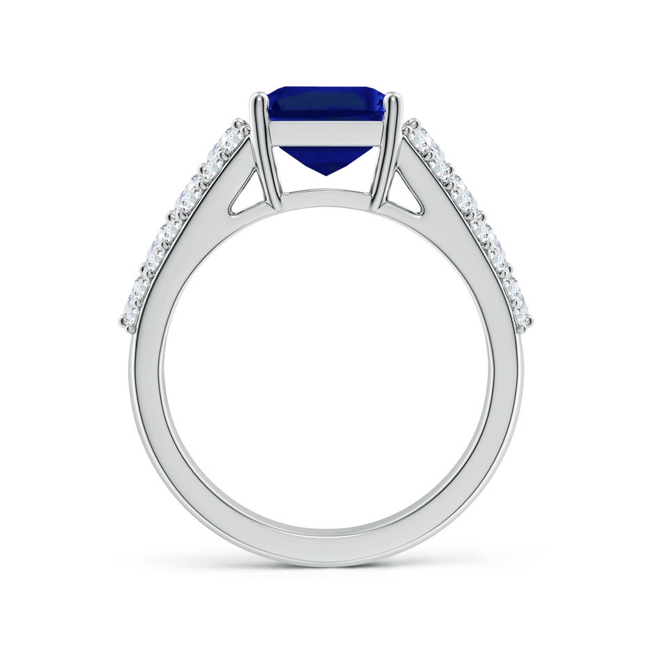 10x8mm Lab-Grown Emerald-Cut Blue Sapphire Broad Engagement Ring with Accents in White Gold side 199