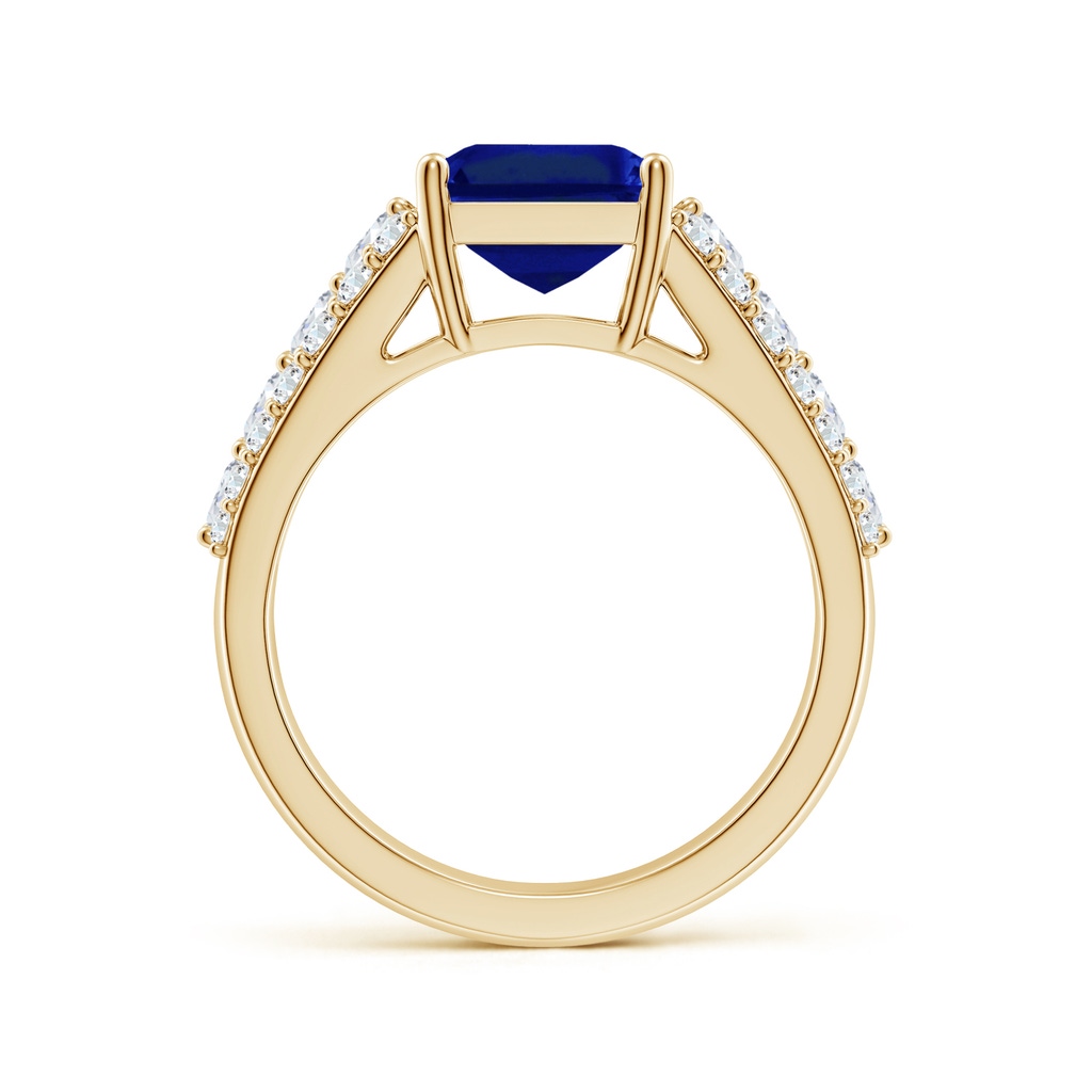 10x8mm Lab-Grown Emerald-Cut Blue Sapphire Broad Engagement Ring with Accents in Yellow Gold - side 199