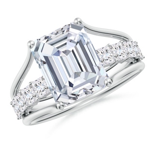 10x7mm GVS2 Emerald-Cut Diamond Bridge Engagement Ring in P950 Platinum