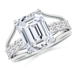 10x7mm HSI2 Emerald-Cut Diamond Bridge Engagement Ring in White Gold