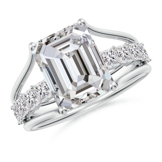 10x7mm IJI1I2 Emerald-Cut Diamond Bridge Engagement Ring in White Gold