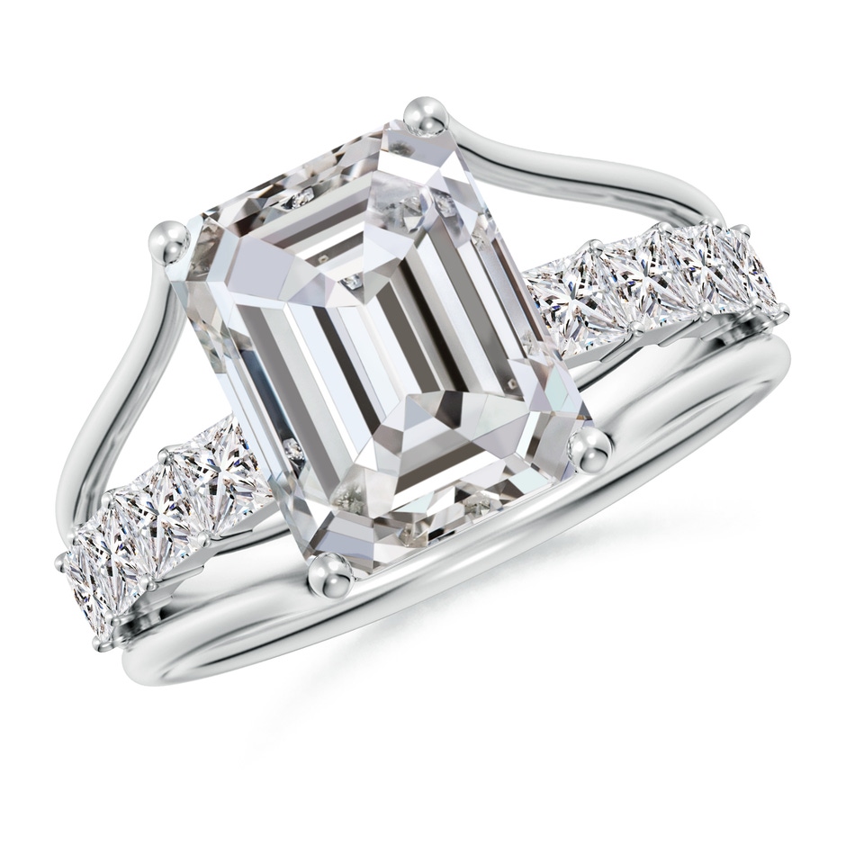 10x7mm IJI1I2 Emerald-Cut Diamond Bridge Engagement Ring in White Gold 