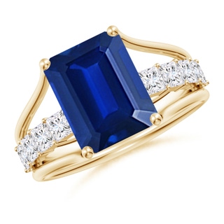 Emerald Cut Lab-Grown Lab Grown Blue Sapphire