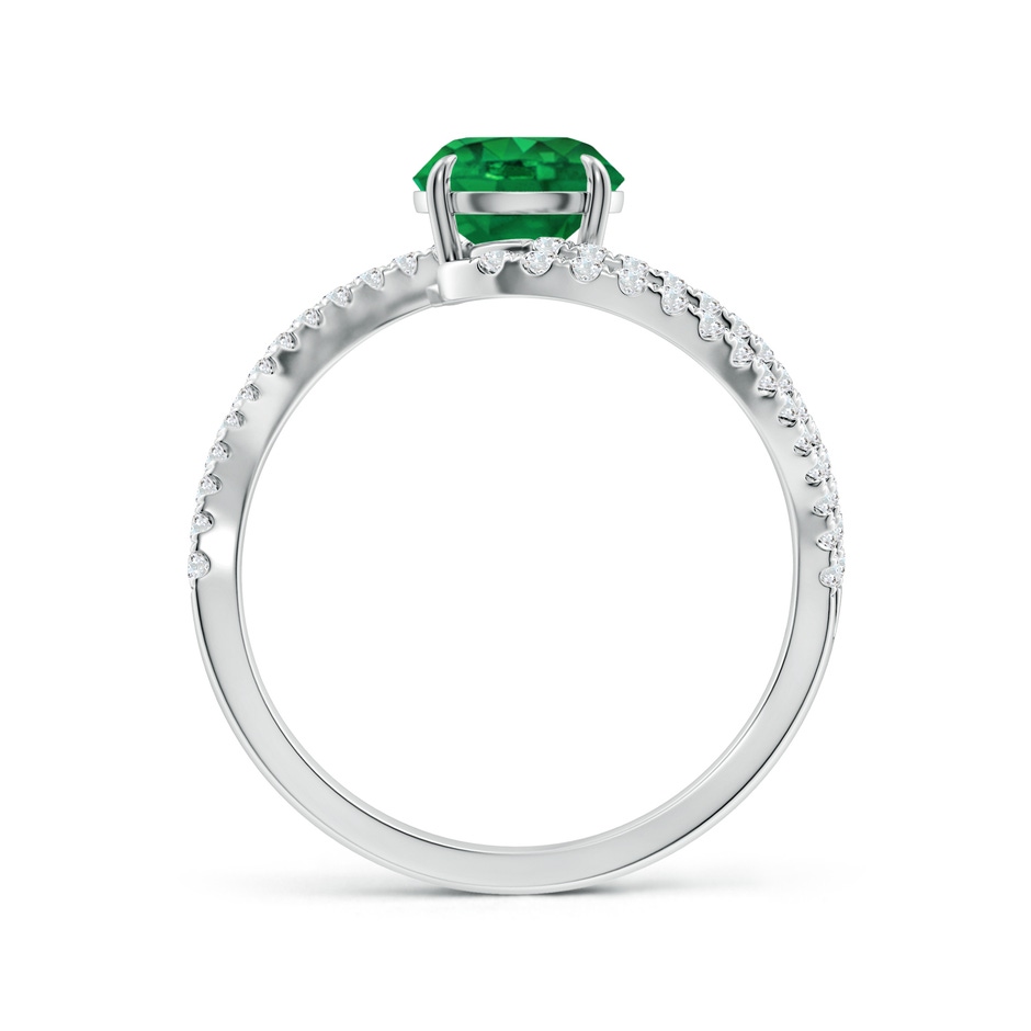 6.5mm AAA Round Emerald Curved Bypass Shank Engagement Ring in White Gold side 199