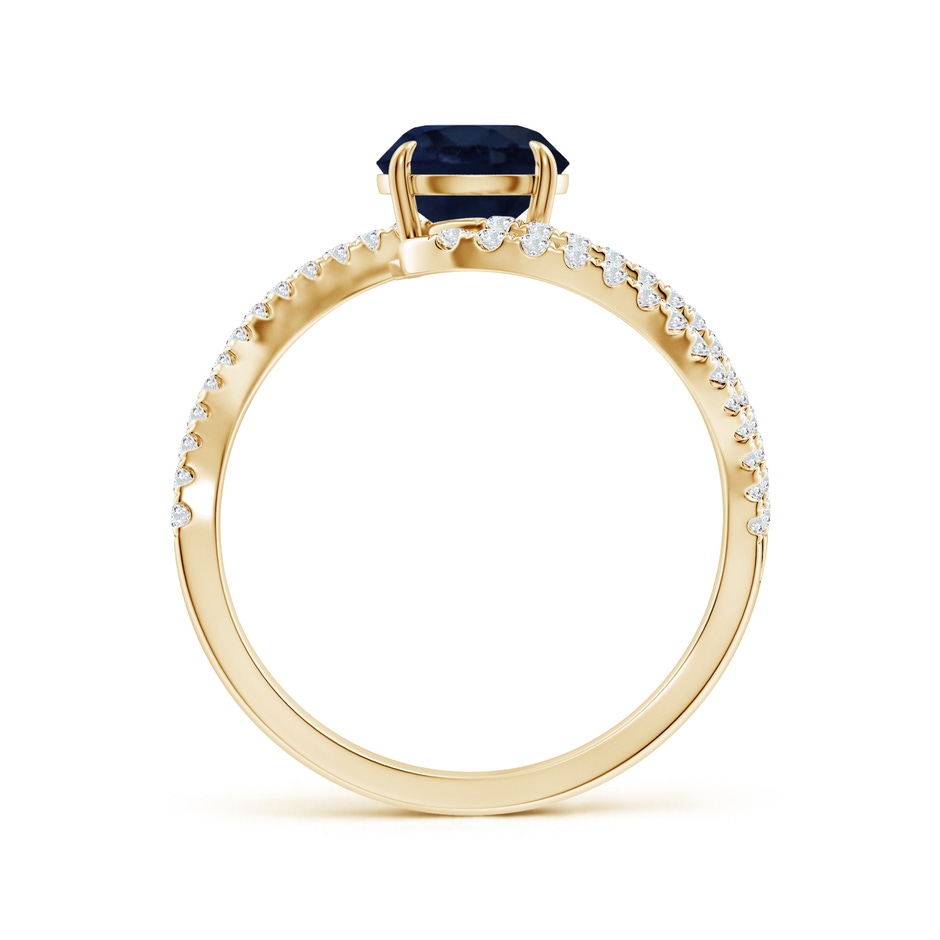 6.5mm A Round Blue Sapphire Curved Bypass Shank Engagement Ring in 18K Yellow Gold side 199