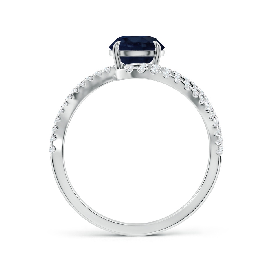 6.5mm A Round Blue Sapphire Curved Bypass Shank Engagement Ring in P950 Platinum side 199