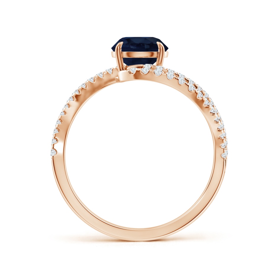 6.5mm A Round Blue Sapphire Curved Bypass Shank Engagement Ring in Rose Gold side 199