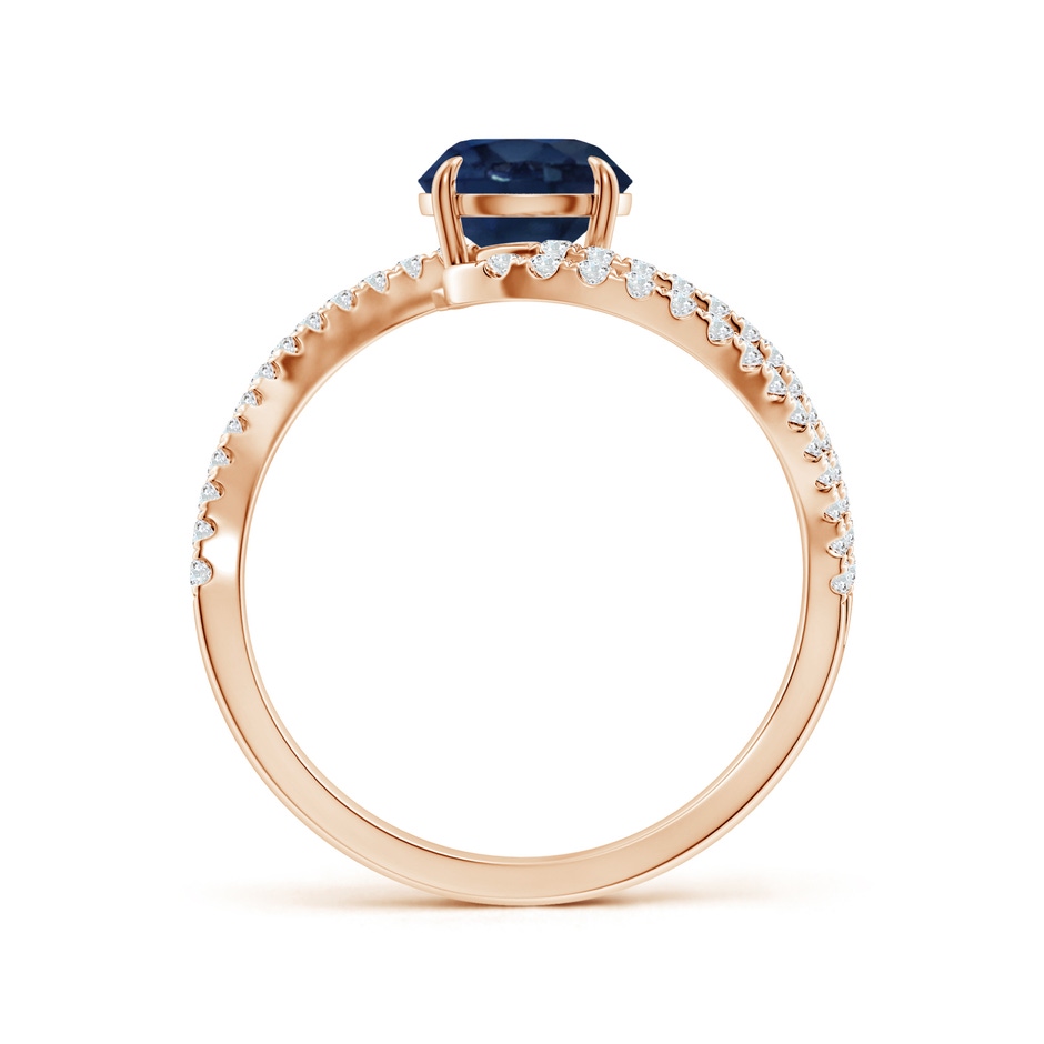 6.5mm AA Round Blue Sapphire Curved Bypass Shank Engagement Ring in 18K Rose Gold side 199