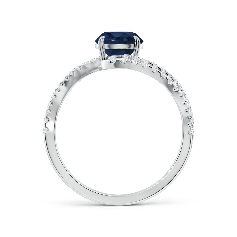 6.5mm AA Round Blue Sapphire Curved Bypass Shank Engagement Ring in White Gold side 199