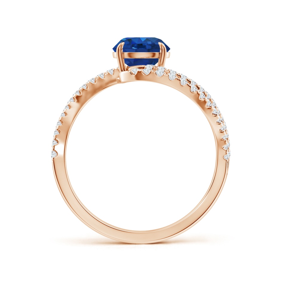 6.5mm AAA Round Blue Sapphire Curved Bypass Shank Engagement Ring in 18K Rose Gold side 199