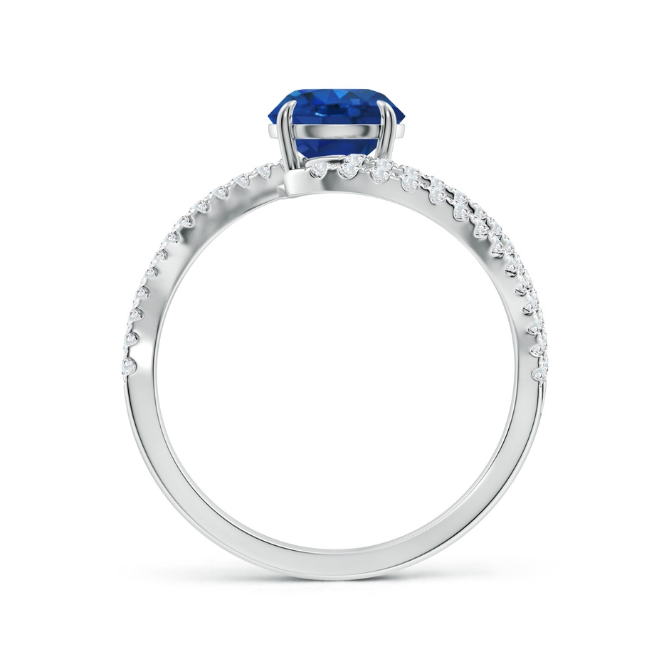 6.5mm AAA Round Blue Sapphire Curved Bypass Shank Engagement Ring in P950 Platinum side 199