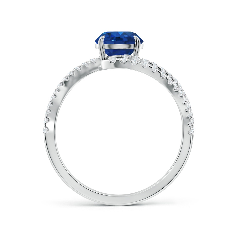 6.5mm AAA Round Blue Sapphire Curved Bypass Shank Engagement Ring in White Gold side 199