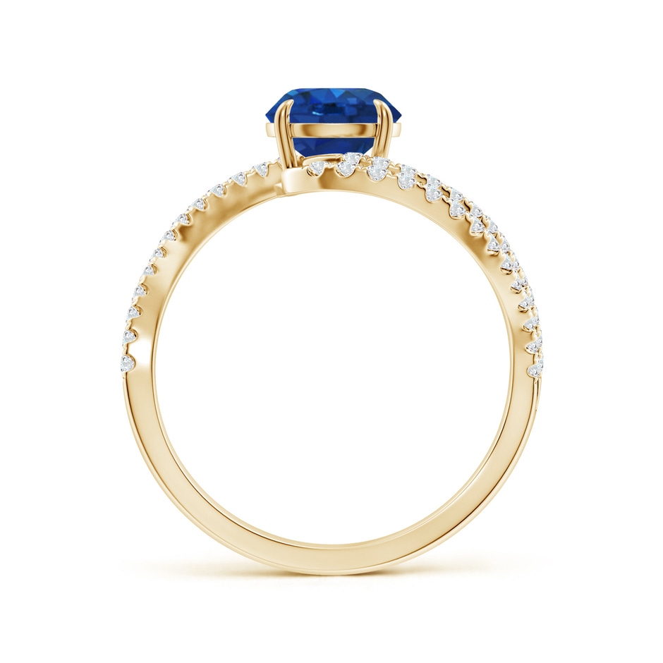 6.5mm AAA Round Blue Sapphire Curved Bypass Shank Engagement Ring in Yellow Gold side 199