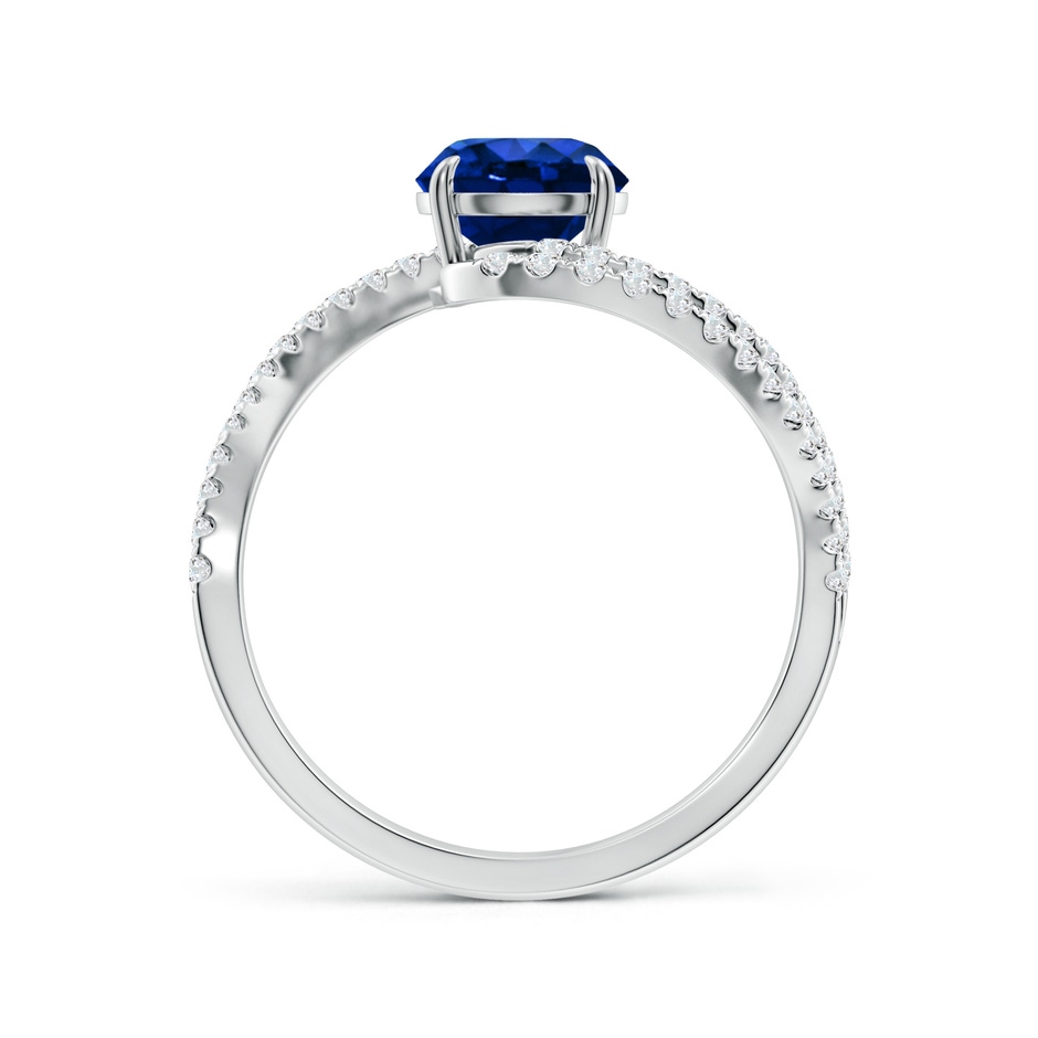 6.5mm Lab-Grown Round Blue Sapphire Curved Bypass Shank Engagement Ring in P950 Platinum side 199