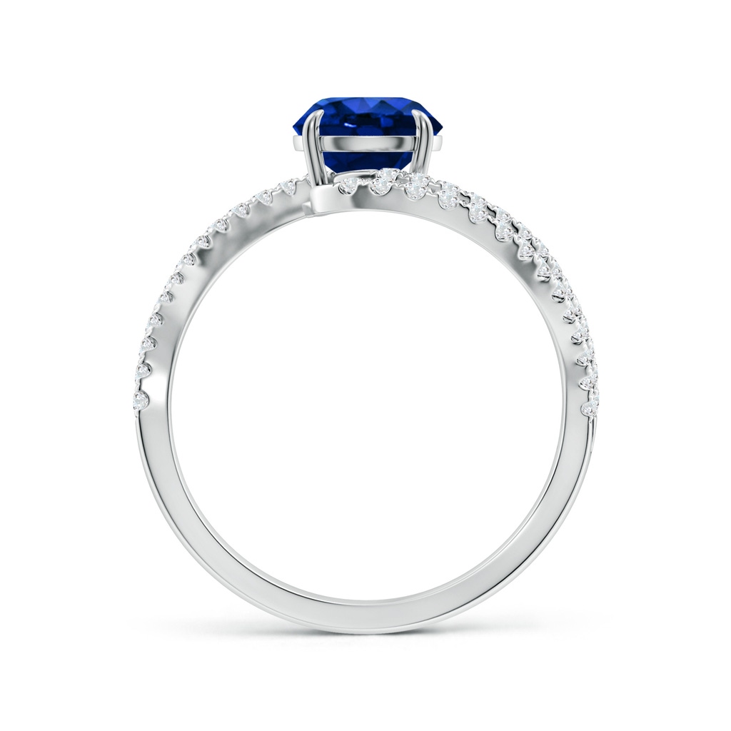 6.5mm Lab-Grown Round Blue Sapphire Curved Bypass Shank Engagement Ring in White Gold - side 199