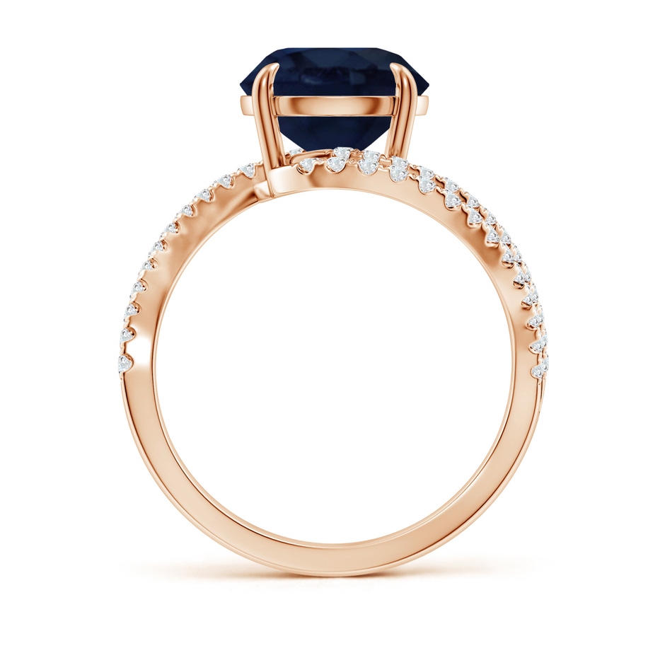 9mm A Round Blue Sapphire Curved Bypass Shank Engagement Ring in Rose Gold side 199