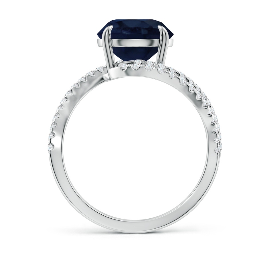 9mm A Round Blue Sapphire Curved Bypass Shank Engagement Ring in White Gold side 199