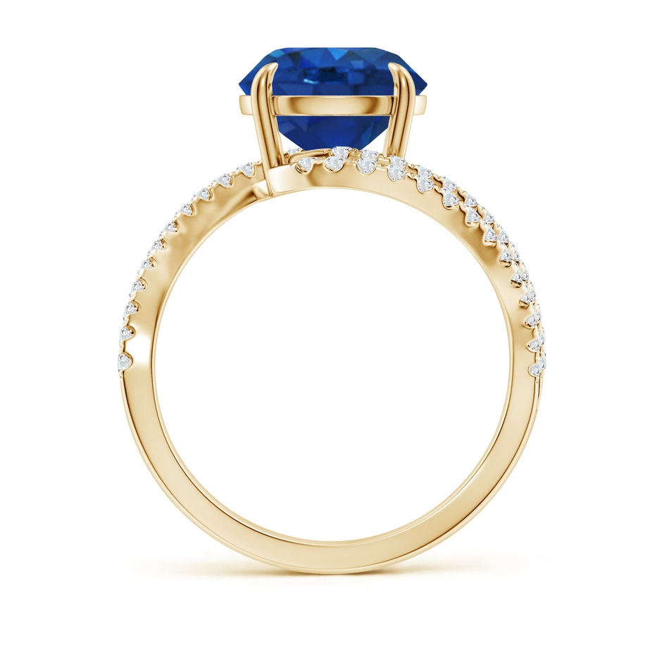 9mm AAA Round Blue Sapphire Curved Bypass Shank Engagement Ring in Yellow Gold side 199