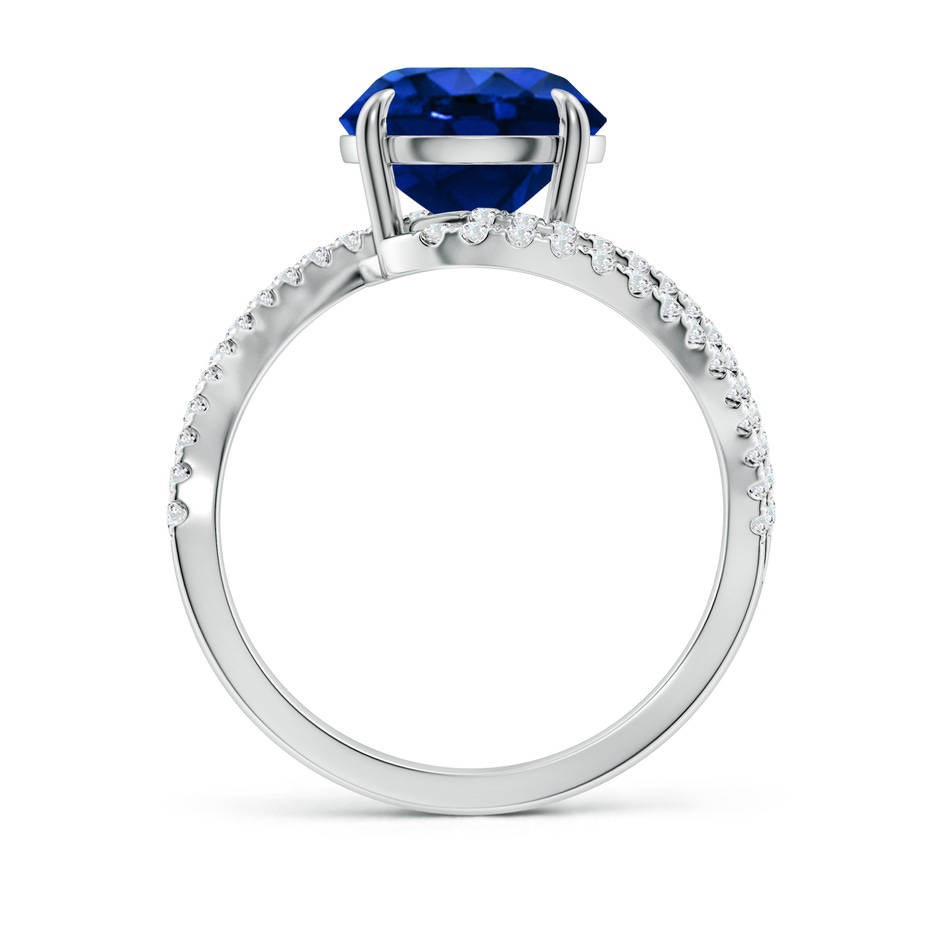 9mm AAAA Round Blue Sapphire Curved Bypass Shank Engagement Ring in P950 Platinum side 199