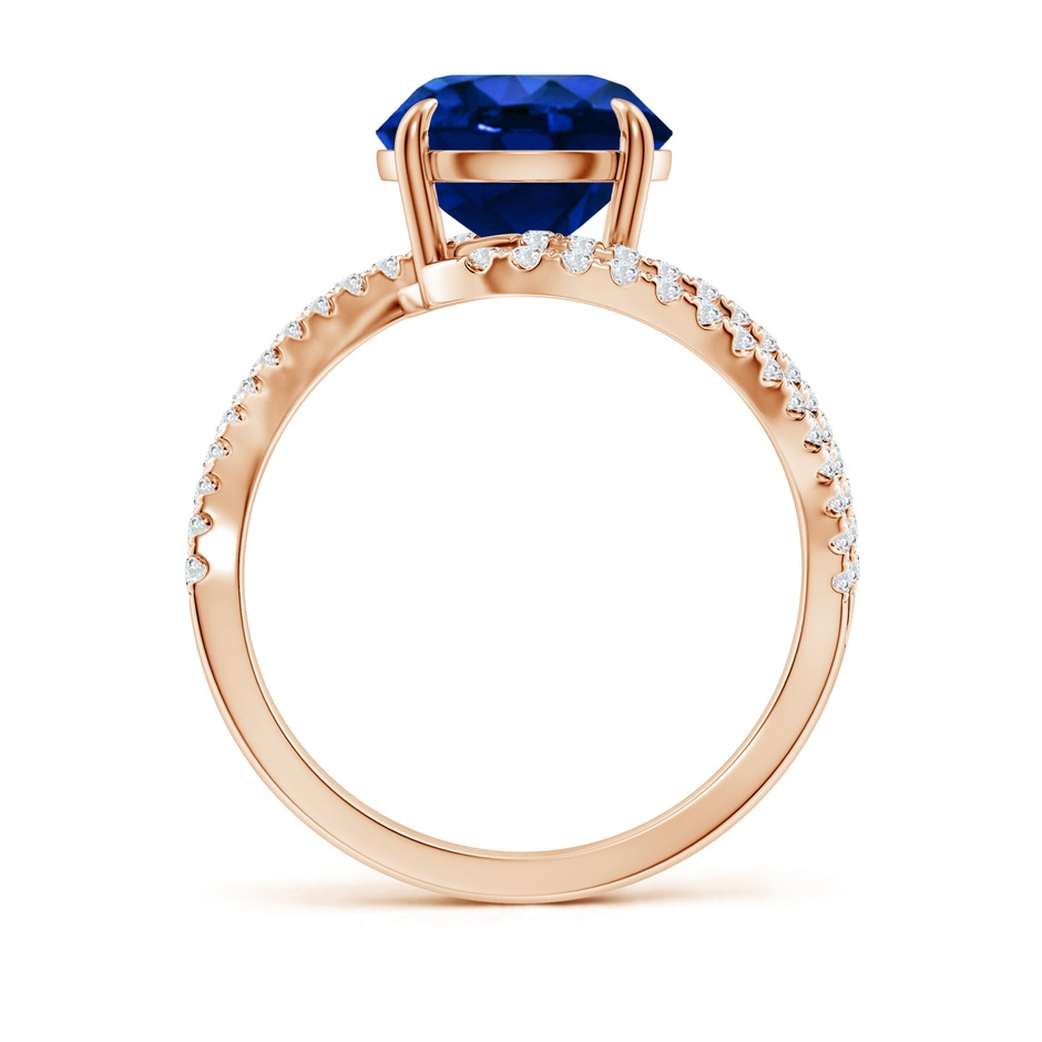 9mm AAAA Round Blue Sapphire Curved Bypass Shank Engagement Ring in Rose Gold side 199