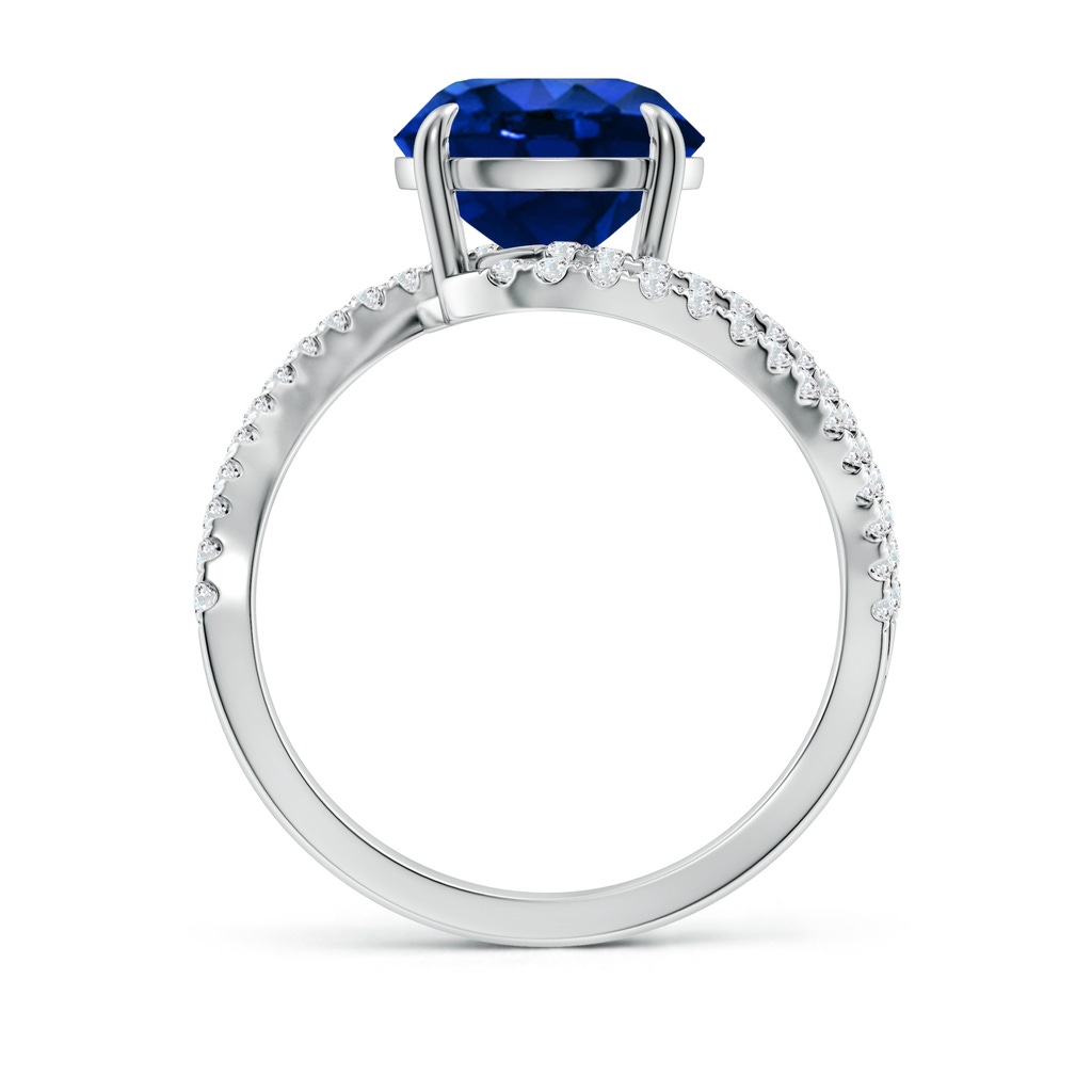 9mm Lab-Grown Round Blue Sapphire Curved Bypass Shank Engagement Ring in White Gold - side 199