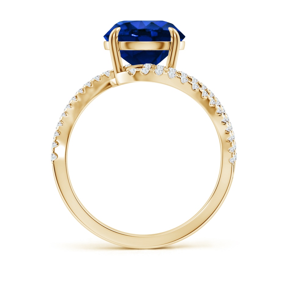 9mm Lab-Grown Round Blue Sapphire Curved Bypass Shank Engagement Ring in Yellow Gold side 199