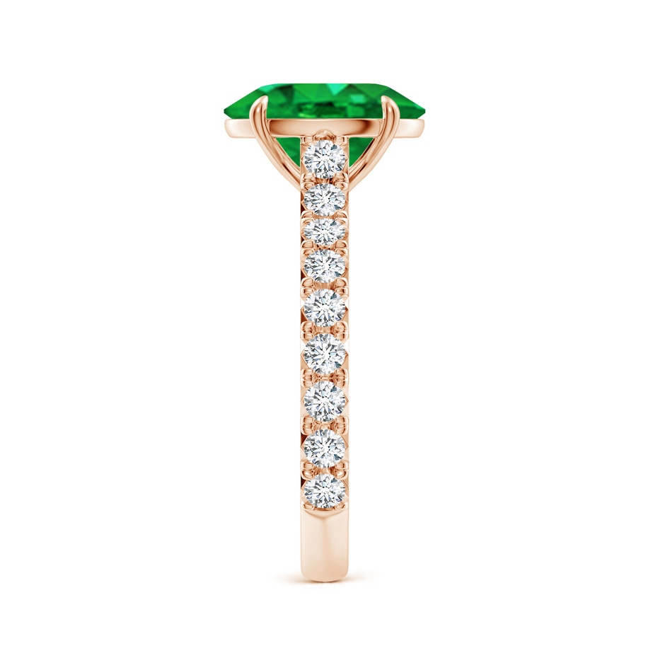 10x8mm AAA Oval Emerald Two Tone Engagement Ring with Accents in Rose Gold side 299