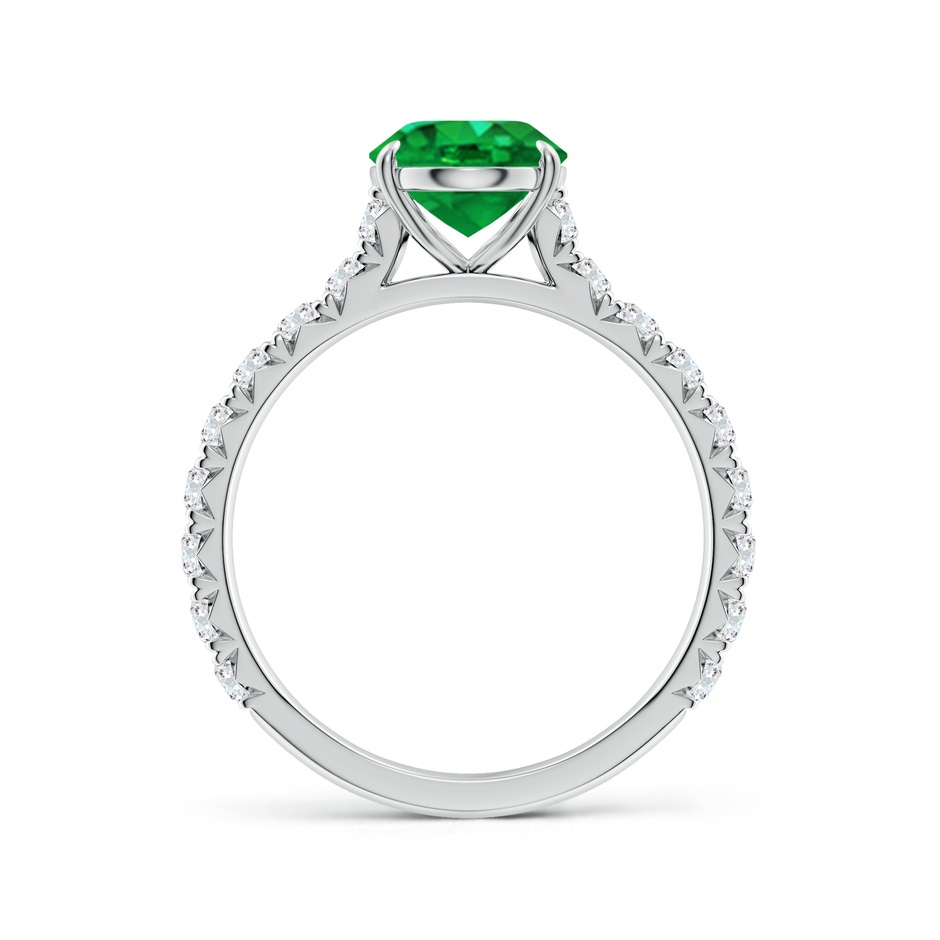 9x7mm AAA Oval Emerald Two Tone Engagement Ring with Accents in 18K White Gold side 199