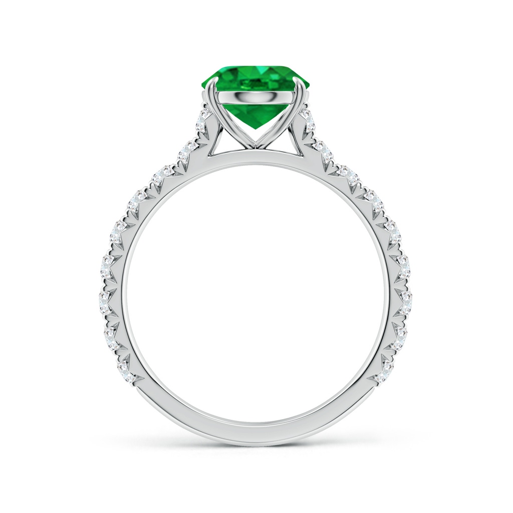 9x7mm AAA Oval Emerald Two Tone Engagement Ring with Accents in White Gold - side 199