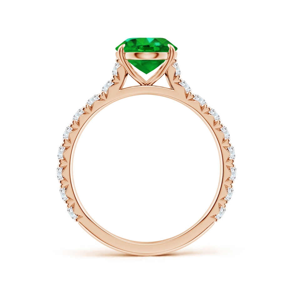 9x7mm AAAA Oval Emerald Two Tone Engagement Ring with Accents in Rose Gold side 199
