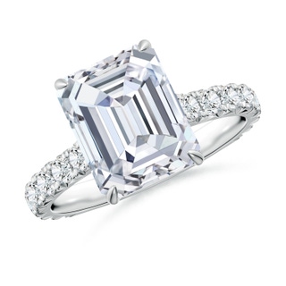 10x7mm GVS2 Emerald-Cut Diamond Two Tone Engagement Ring with Accents in P950 Platinum