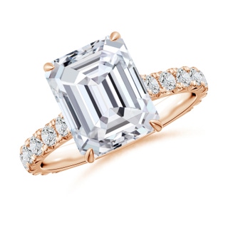 10x7mm HSI2 Emerald-Cut Diamond Two Tone Engagement Ring with Accents in 10K Rose Gold