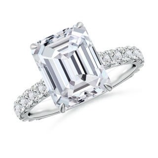 10x7mm HSI2 Emerald-Cut Diamond Two Tone Engagement Ring with Accents in P950 Platinum