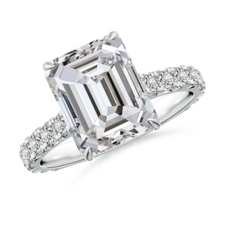 10x7mm IJI1I2 Emerald-Cut Diamond Two Tone Engagement Ring with Accents in P950 Platinum