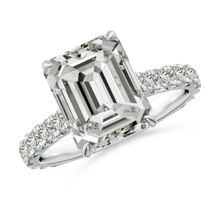 10x7mm KI3 Emerald-Cut Diamond Two Tone Engagement Ring with Accents in P950 Platinum