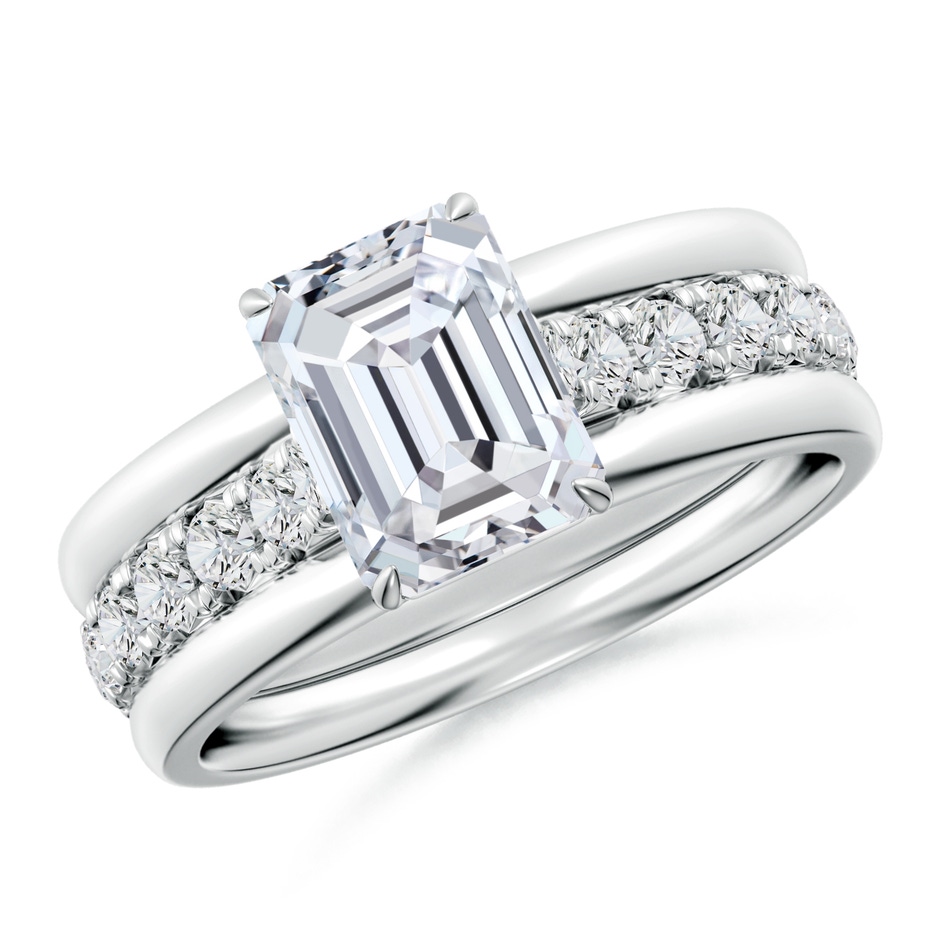 8x6mm HSI2 Emerald-Cut Diamond Two Tone Engagement Ring with Accents in White Gold side 399